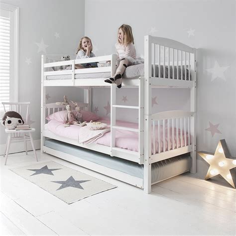 These are ideal for small spaces or sleigh beds look exactly how they sound, like a sleigh. Anders Triple Bunk Bed with 3 Single Beds in White | Nöa ...
