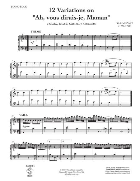 12 Variations On Ah Vous Dirais Je Maman Twinkle Twinkle Little Star Mozart Piano