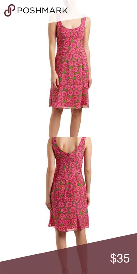 Nanette Lepore Pink Silk A Line Dress Design Details Flower Print