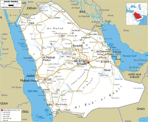 Detailed Clear Large Road Map Of Saudi Arabia Ezilon Maps