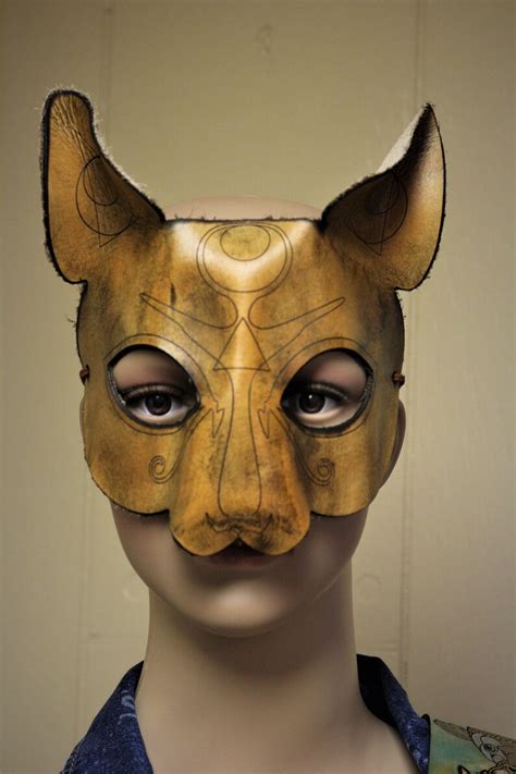 Leather Egyptian Lioness Cat Bastet Bast Mask Hand Etsy