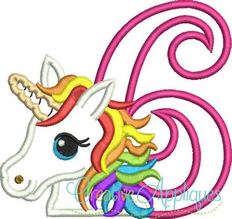 Rainbow Unicorn 6 Applique - Creative Appliques