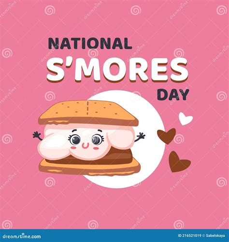 National Smores Day Poster Or Banner Design Cartoon Vector