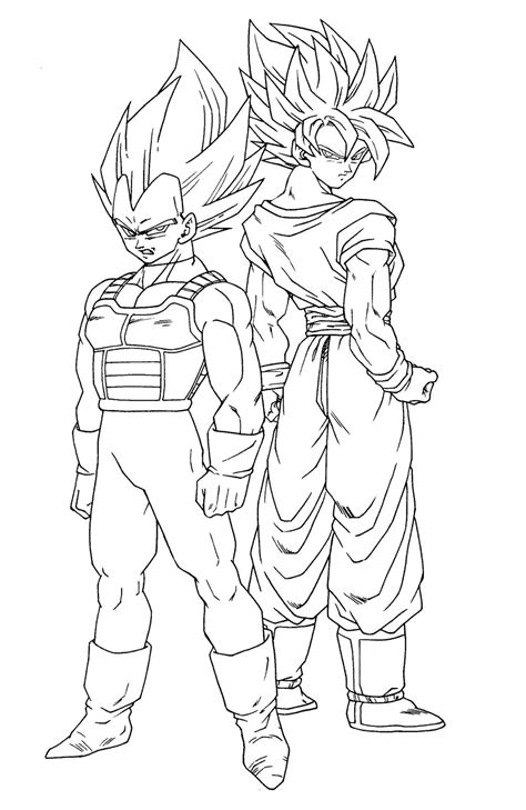 Awesome Goku And Vegeta Coloring Page Free Printable Coloring Pages