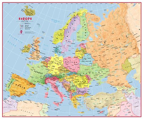 Primary Europe Wall Map Political