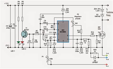Click on the schematic to zoom. Adjustable 0-100V 50 Amp SMPS Circuit | Circuit Diagram Centre