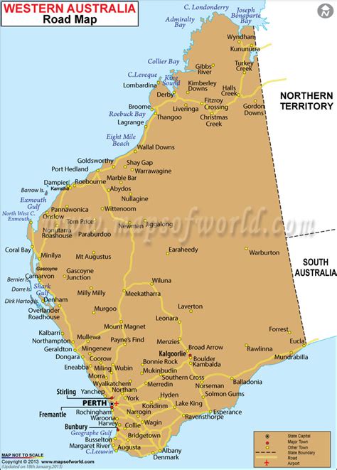 Australia recorded 28761 coronavirus cases since the epidemic began, according to the world health organization (who). Western Australia Road Map - Maps of World