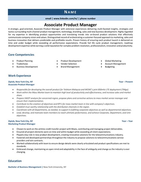 Associate Product Manager Resume Example And Guide Zipjob