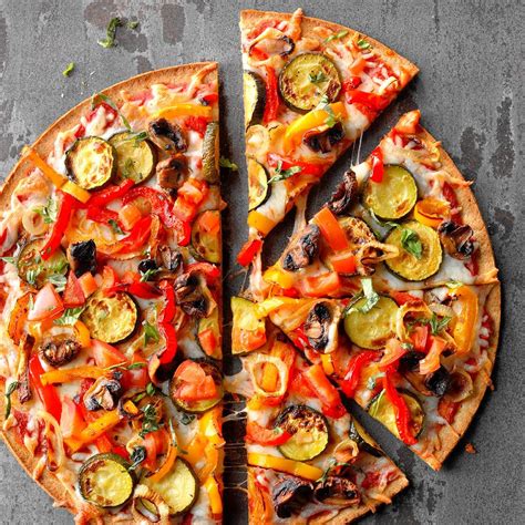 Read this article to find out more the only vegetable in a pizza would come from the peppers. Grilled Veggie Pizza Recipe | Taste of Home