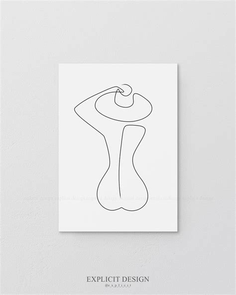 Abstract One Line Figure F Minine Imprimable Minimalist Nude Etsy