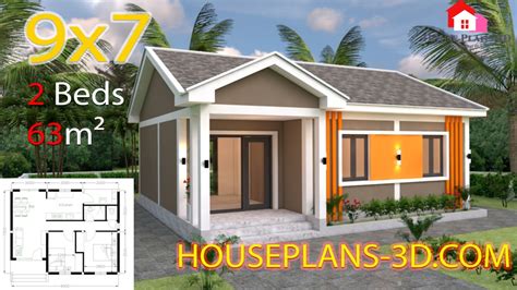 House Design 7x6 With 2 Bedrooms Gable Roof Samphoas Plan