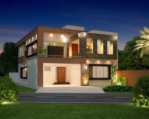 Modern Box Shaped Contemporary Elevation With Wall