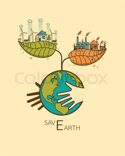 Save Earth Concept In Heart With Hand Stock Vector Colourbox