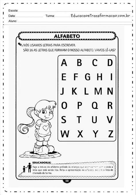 Atividade Sobre Alfabeto Educa O Infantil Learnbraz