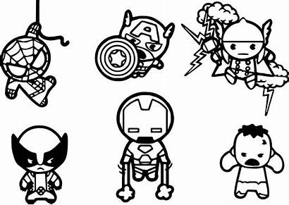 Avengers Coloring Marvel Pages Characters Chibi Super