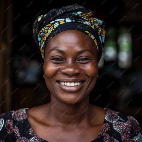 Premium Ai Image Happy African Woman With A Smile Generative Ai