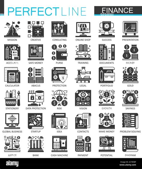 Vector Banking And Finance Black Mini Concept Icons And Infographic