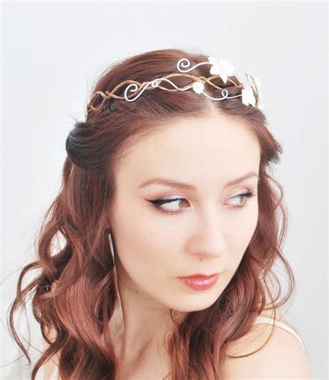 Ethereal Bridal Tiara White Hydrangea Flower Crown Hair Circlet