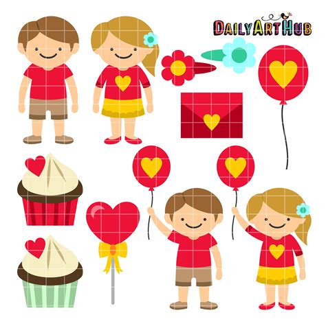 Valentines Day Kids Clip Art Set | Daily Art Hub