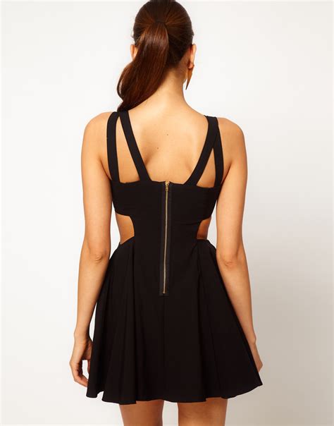 Asos Skater Dress With Cut Out In Black Lyst