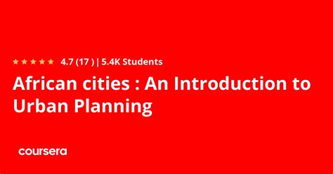African cities : An Introduction to Urban Planning | Coursera