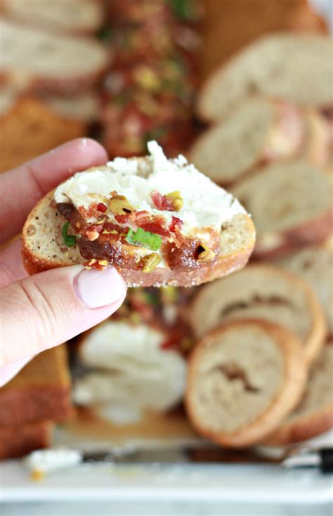 Pumpkin Butter Goat Cheese With Bacon Appetizer On A Crostini Nest Of