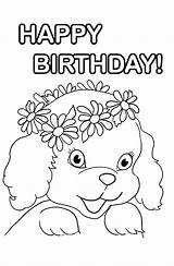 Coloring Birthday Happy Puppy sketch template