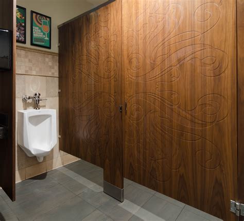 Ironwood Manufacturing Wood Veneer Toilet Partition And Engraved