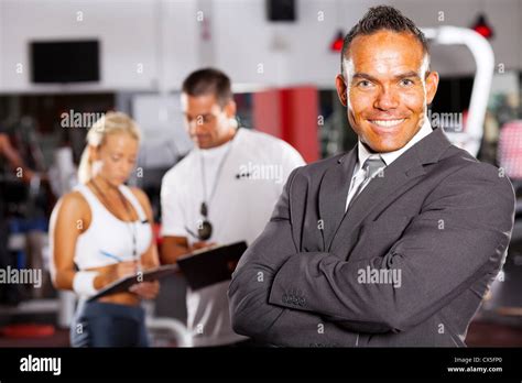 Confident Male Gym Manager Portrait Stock Photo Alamy