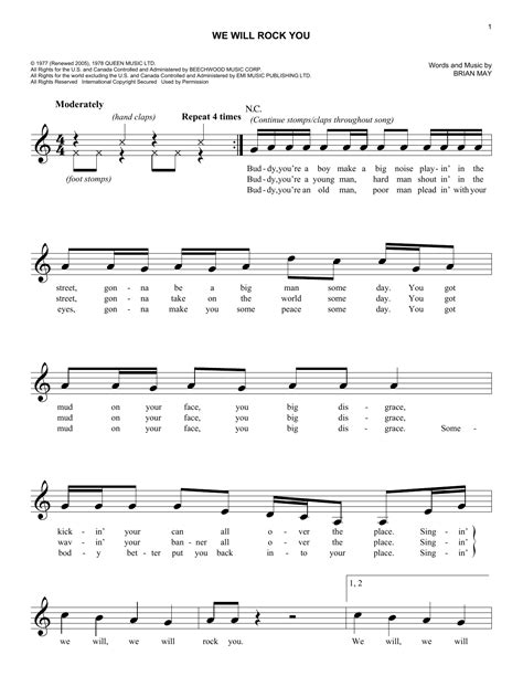 Lyrics to we will rock you broadway musical. We Will Rock You Sheet Music | Queen | Lead Sheet / Fake Book