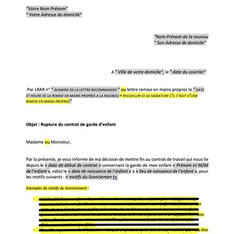 Lettre De Fin De Contrat Nounou Lettre De Demission Remise En Main My