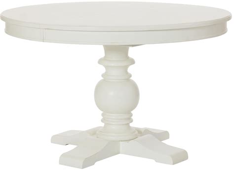 Lynn Haven Soft Dover White Extendable Round Dining Table From American