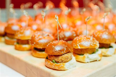 Party Sliders Served On Wood Board