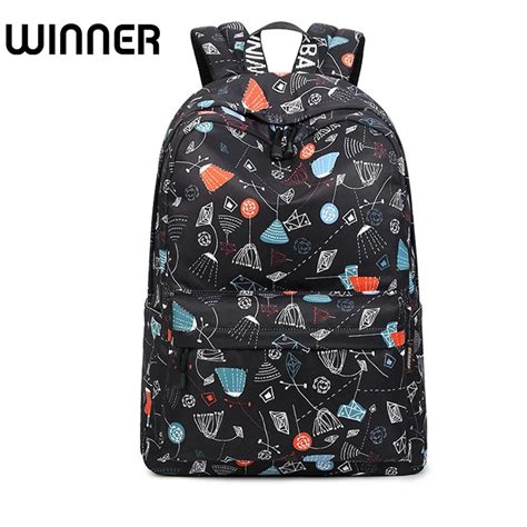 Fashion Waterproof Polyester Fabric Women Backpacks Geometric Printing