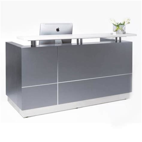Aria Reception Desk Metallic Grey 2 Pack Paint Finish