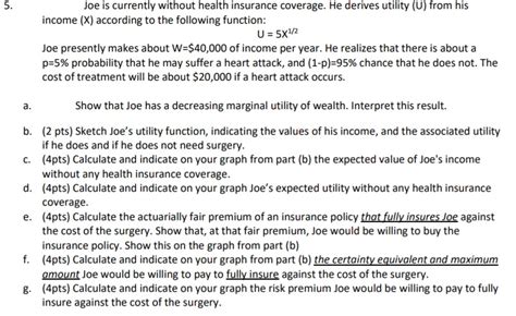 Heart disease and life insurance. Solved: 5. Joe Is Currently Without Health Insurance Cover ...
