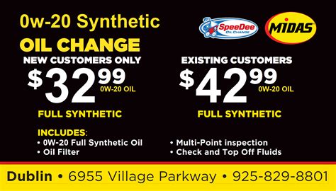 Midas Oil Change Prices