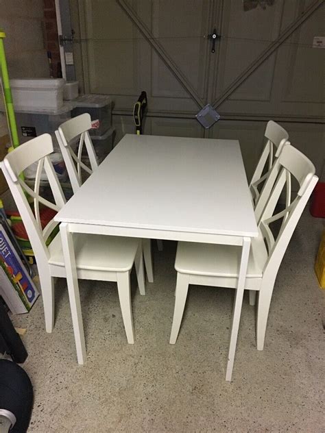 Ikea White Dining Table And Four Chairs In Paignton Devon Gumtree