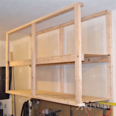 Set of wall mounted shelves and bookends. How To Create Garage Storage With Ceiling Mounted Shelves ...