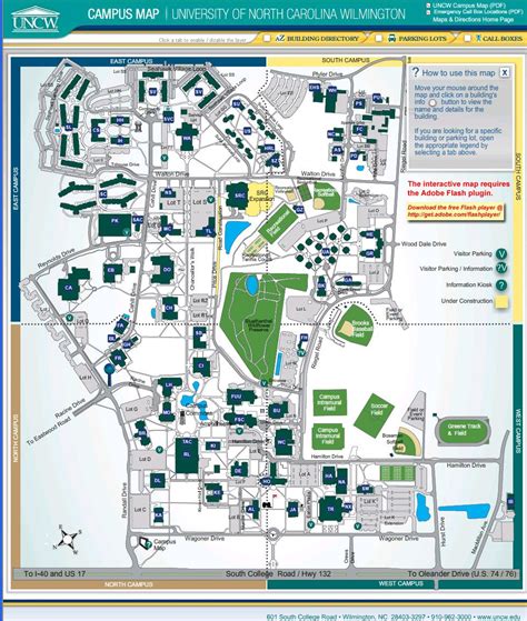 Uncw Map Of Campus Tourist Map Of English