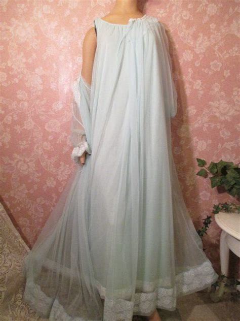 Blue Sheer Chiffon Miss Elaine Vintage Nightgown Peignoir Robe Etsy