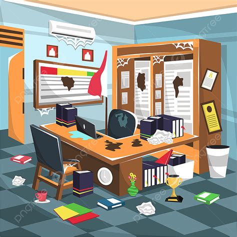Cartoon Messy Office Desk