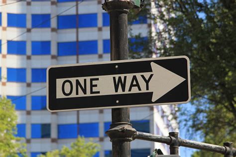Road Sign Stating One Way Stock Photo Download Image Now 2015