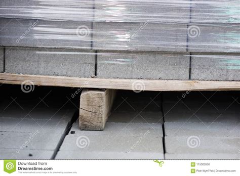 Concrete Block Used In Construction. Building Materials For Pave Stock