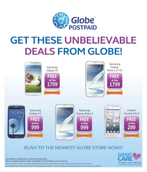 Postpaid plans require a credit check to get started, which they are willing to pay more for a plan with all the bells and whistles. Globe Samsung Galaxy Note2 Free with Postpaid Plan 999 ...