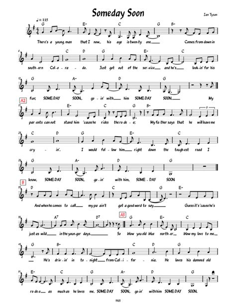 Someday Soon Lead Sheet With Lyrics Sheet Music For Piano Solo