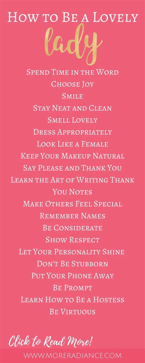 20 Ways To Be A Lovely Lady More Radiance Lady Rules Act Like A Lady Life Blogs