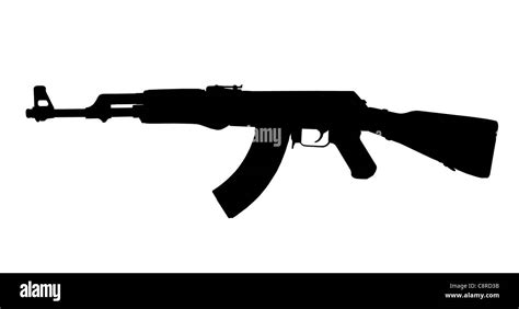 Ak47 Silueta Alto Contraste De Fusil De Asalto Kalashnikov Ruso