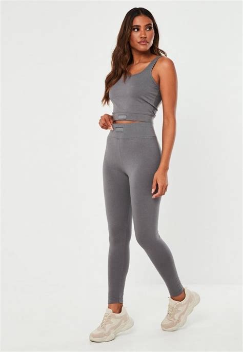 Missguided Gray Msgd Leggings Shopstyle
