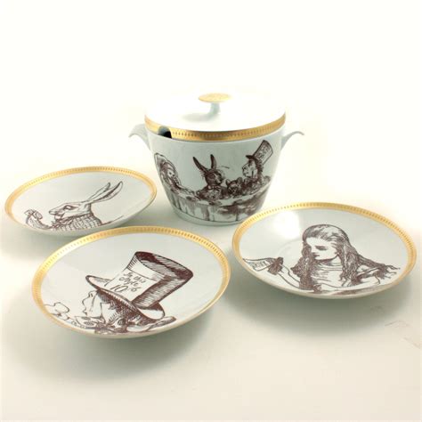 Alice in wonderland tea set primark. Soup Serving Set Alice in Wonderland Big Tureen 3 Plates ...